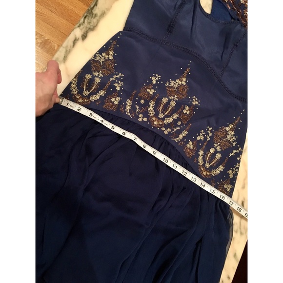 Beautiful Free People Dream Garden Embroidered  Blue Dress Sz.2 - Picture 8 of 15